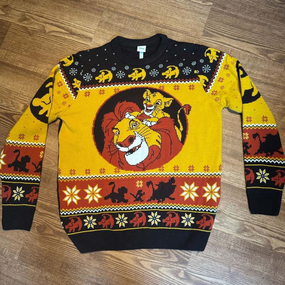 Disney Lion King Ugly Christmas Sweater XL Simba Timon Pumbaa Holiday Jumper